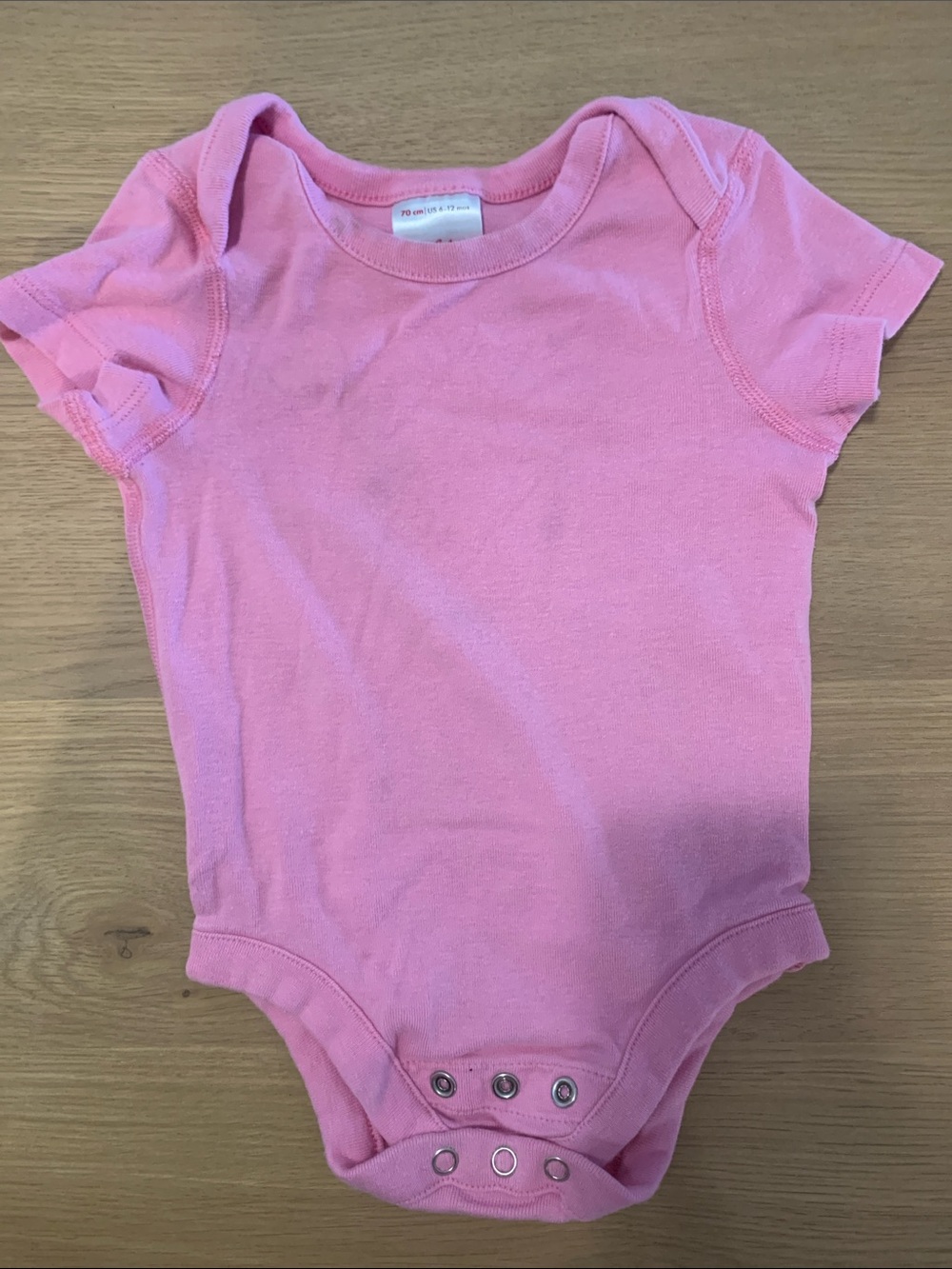Hanna Andersson 6-12 mo *Organic* pink short sleeve onesie, two snaps option